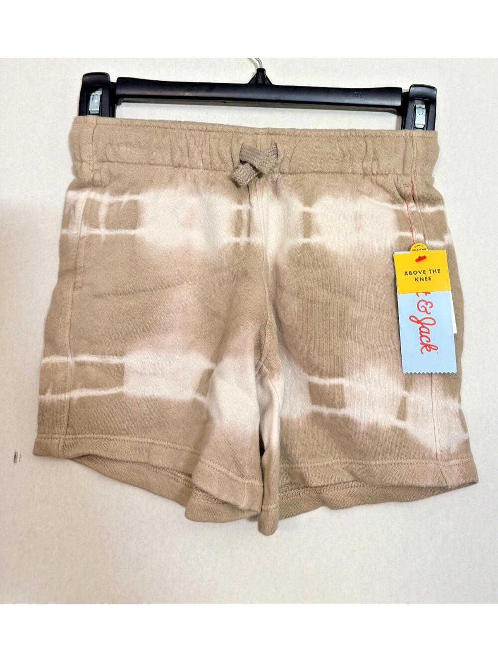 Cat and Jack Boys Dark Beige Tie Dye Above the Knee Knit Shorts, Extra Small
